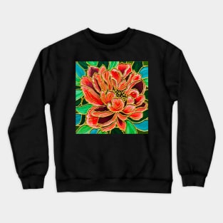 Pretty Pink Peony Stained Glass Painting Crewneck Sweatshirt